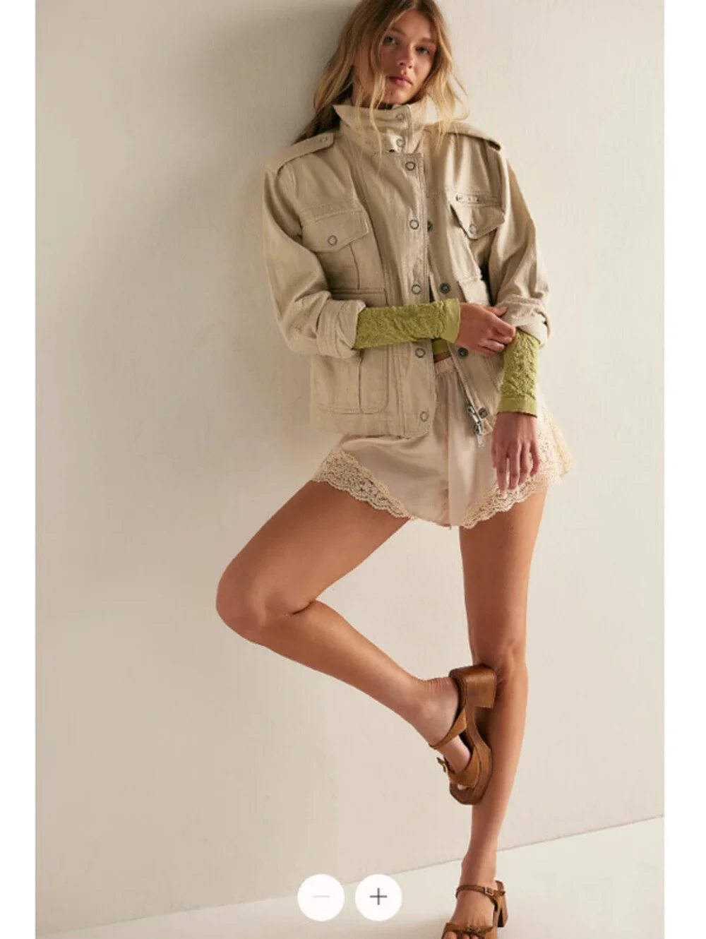 Free People Intimately   so many likes long sleeve top green pear size M/L New